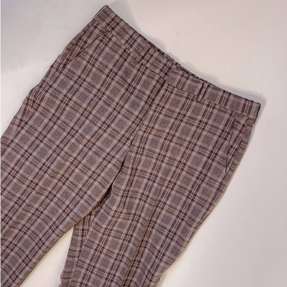 70s Vintage Sears Sportswear Taupe Plaid Trousers Size 36w